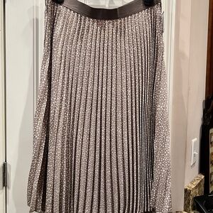 Vince Camuto Brown Polka Dot Pleated Skirt Sz XXL